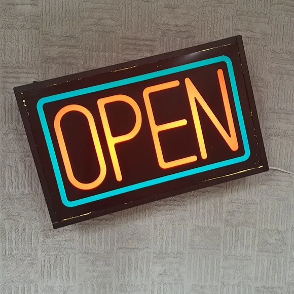 Vintage OPEN light up sign, approx 21”x13”x4.5”